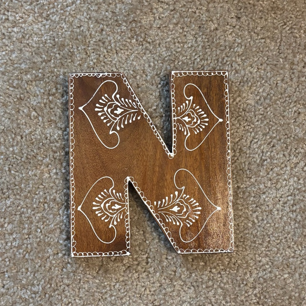 Urban Outfitters Magical Thinking Wooden Henna Letter 'N'